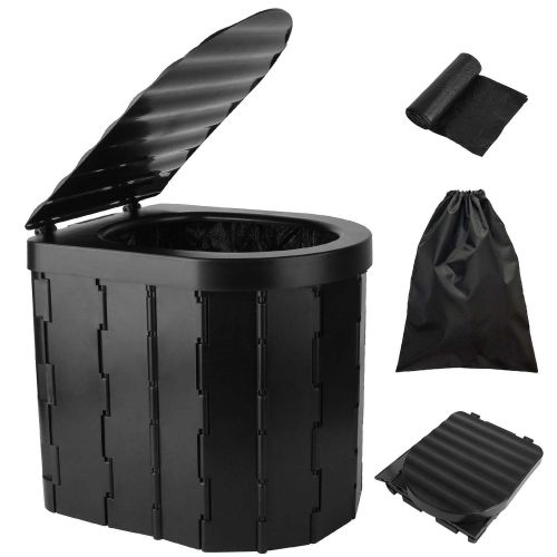 Foldable Emergency Toilet Portable Porta Potty for Traveling/ with Lid Carry Bag 1 Roll Garbage Bags Foldable Emergency Toilet Portable Porta Potty for Traveling/ with Lid Carry Bag 1 Roll Garbage Bags