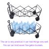 Big large capacity Folding cart Extra Long Extender Wagon Cart Folding Wagon Garden Shopping Beach Cart (black + blue)