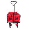 Folding station wagon garden shopping ATV with back frame and retractable handle.