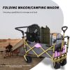 Collapsible Folding Wagon with Removable Canopy, Heavy Duty Foldable Wagon Utility Cart for Garden, Camping, Grocery Cart, Beach Wagon Cart with Wheel