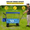 Collapsible Wagon Cart Blue, Foldable Wagon Cart Removable Canopy 600D Oxford Cloth