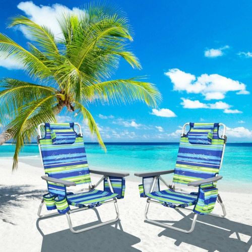 4-Pack 5-Position Outdoor Folding Backpack Beach Reclining Chair with Pillow 4-Pack 5-Position Outdoor Folding Backpack Beach Reclining Chair with Pillow