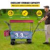 Extra Large Collapsible Garden Cart with Removable Canopy, Folding Wagon Utility Carts with Wheels and Rear Storage, Wagon Cart for Garden, Camp